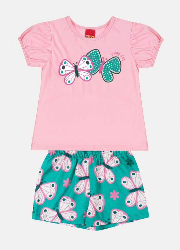 Vista 2 Conjunto Infantil Menina Borboletas Rosa Elian Elian