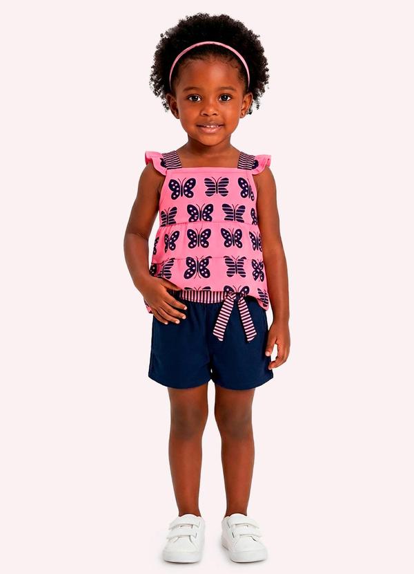 Conjunto Infantil Menina Borboletas Rosa