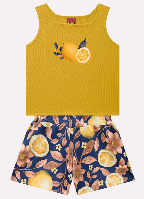 Conjunto Infantil Menina Bordado Amarelo