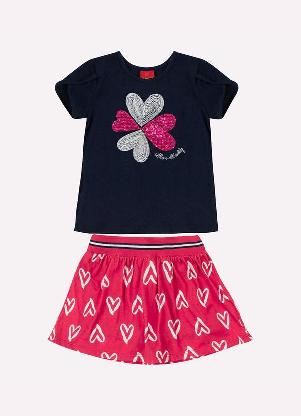 Conjunto Infantil Menina Bordado Azul Marinho
