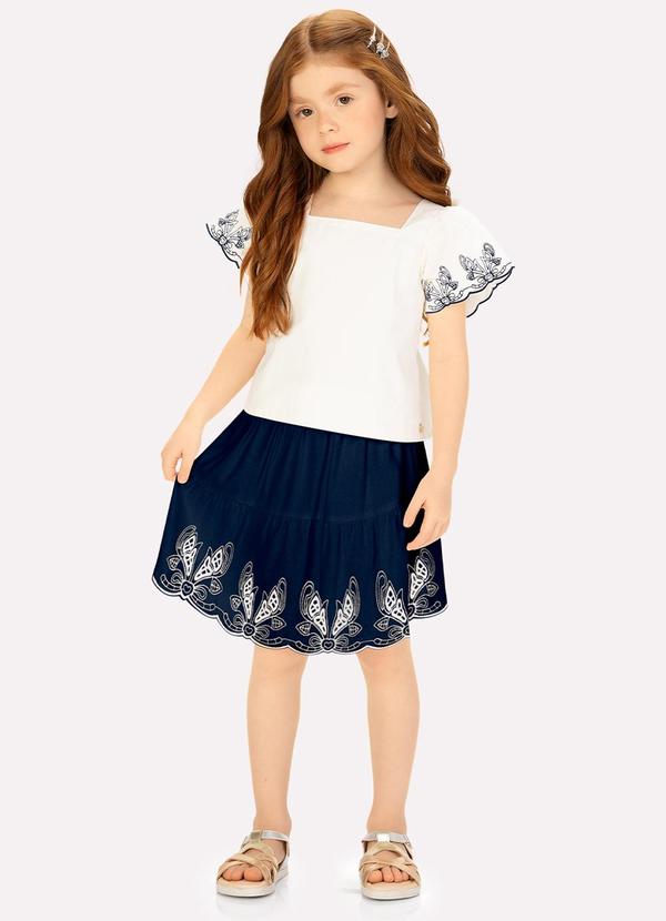 Vista 2 Conjunto Infantil Menina Bordado Branco Milon Milon