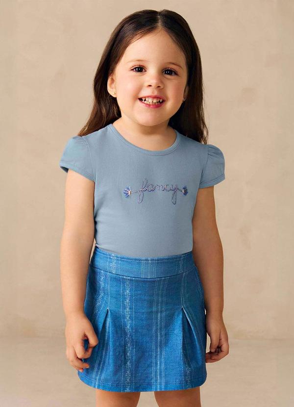 Conjunto Infantil Menina Bordado Fancy Azul