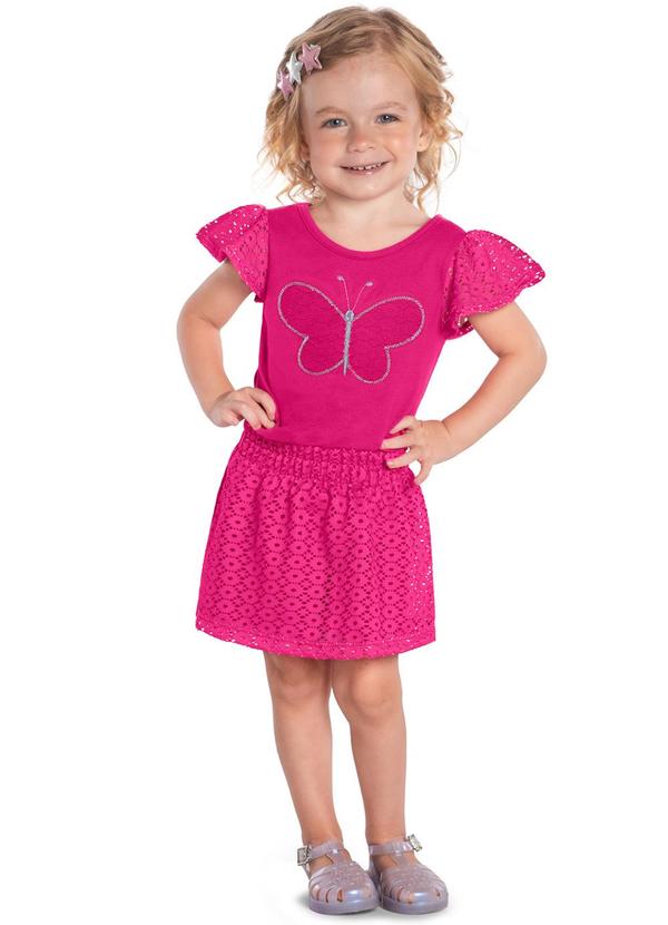 Conjunto Infantil Menina Bordado Rosa