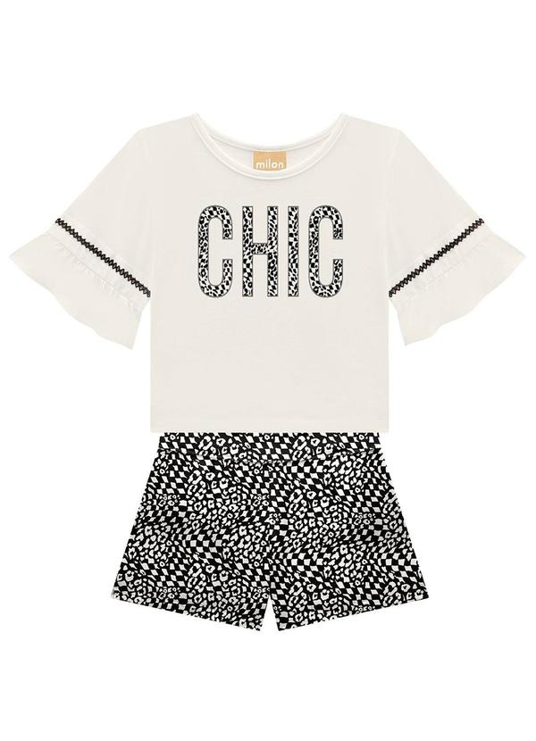 Conjunto Infantil Menina Bordado Off White