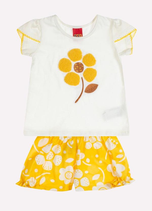 Conjunto Infantil Menina Bordado Off White