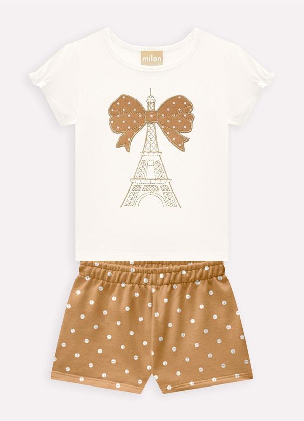 Conjunto Infantil Menina Bordado Off White