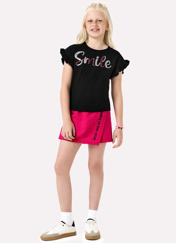 Vista 2 Conjunto Infantil Menina Bordado Preto Kyly Kyly