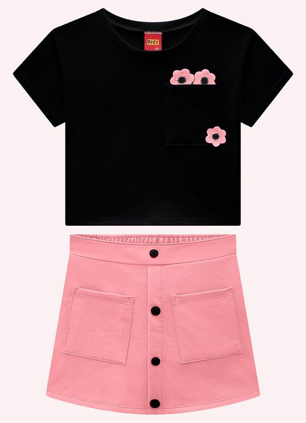 Conjunto Infantil Menina Bordado Preto