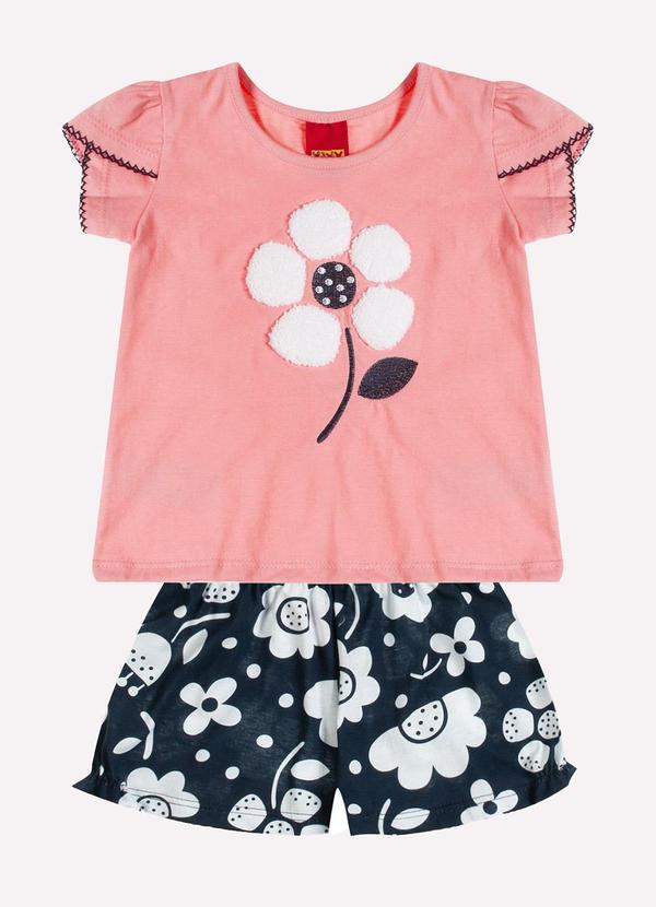 Conjunto Infantil Menina Bordado Rosa