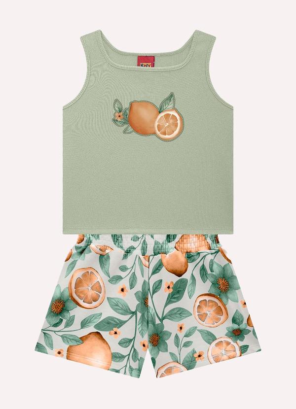 Conjunto Infantil Menina Bordado Verde