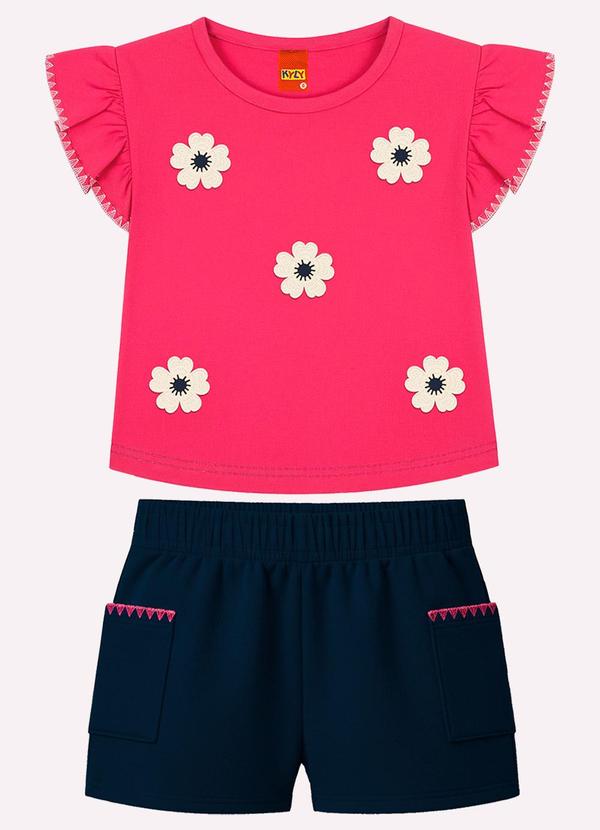 Conjunto Infantil Menina Bordado Vermelho