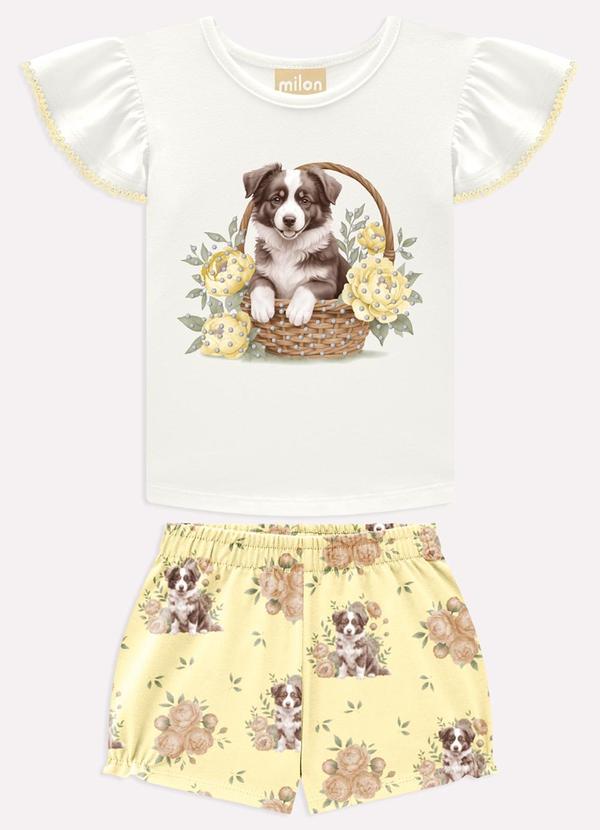 Conjunto Infantil Menina Cachorrinho Branco