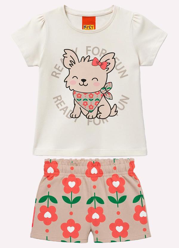 Conjunto Infantil Menina Cachorrinho Branco