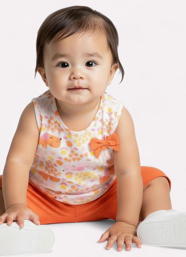 Vista 2 Conjunto Infantil Menina Cachorrinho Laranja Kyly Kyly