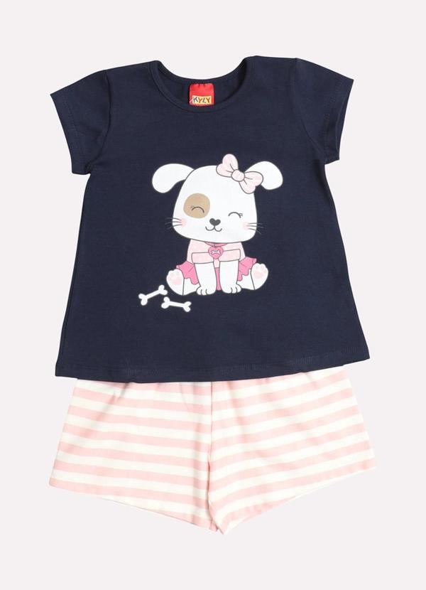 Conjunto Infantil Menina Cachorro Azul