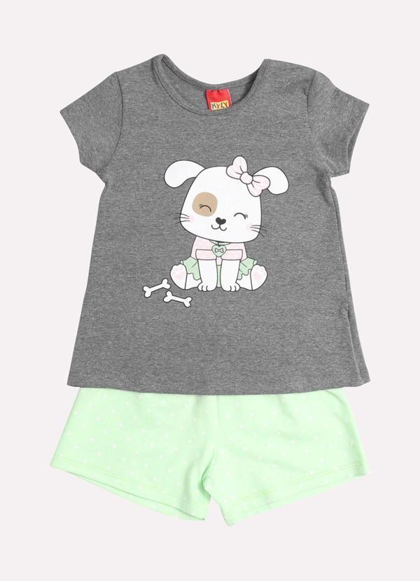 Conjunto Infantil Menina Cachorro Cinza