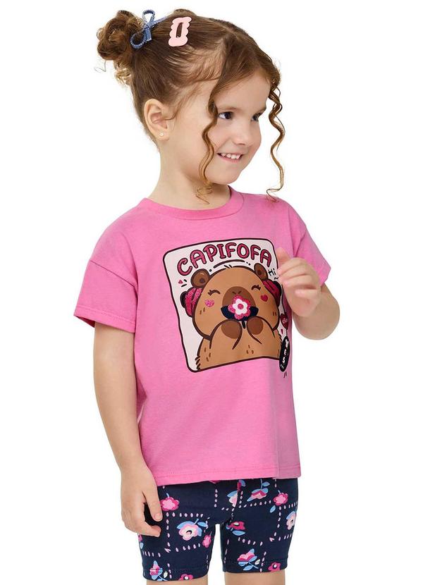 Conjunto Infantil Menina Capivara Rosa