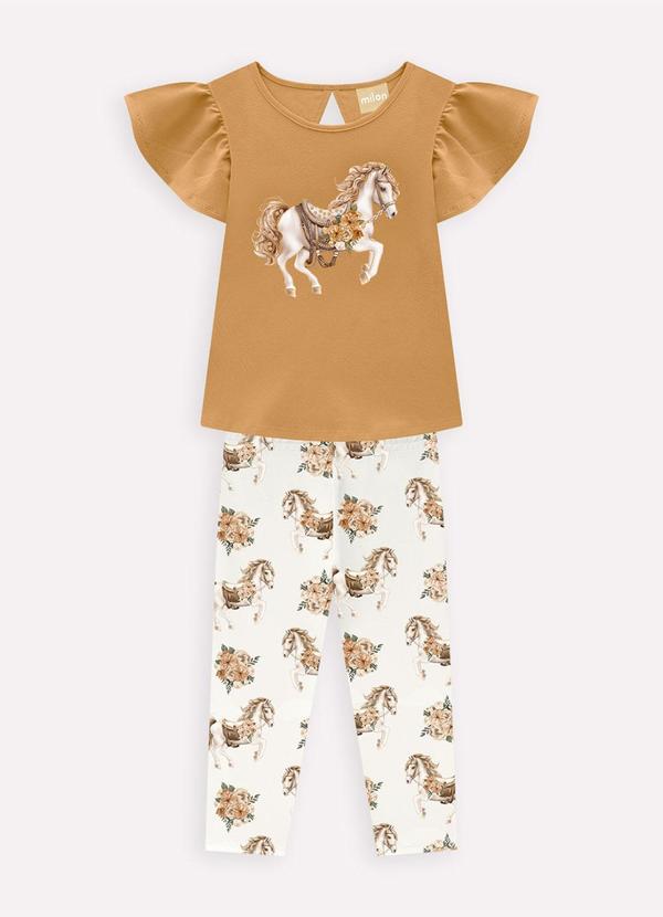 Conjunto Infantil Menina Cavalinho Marrom