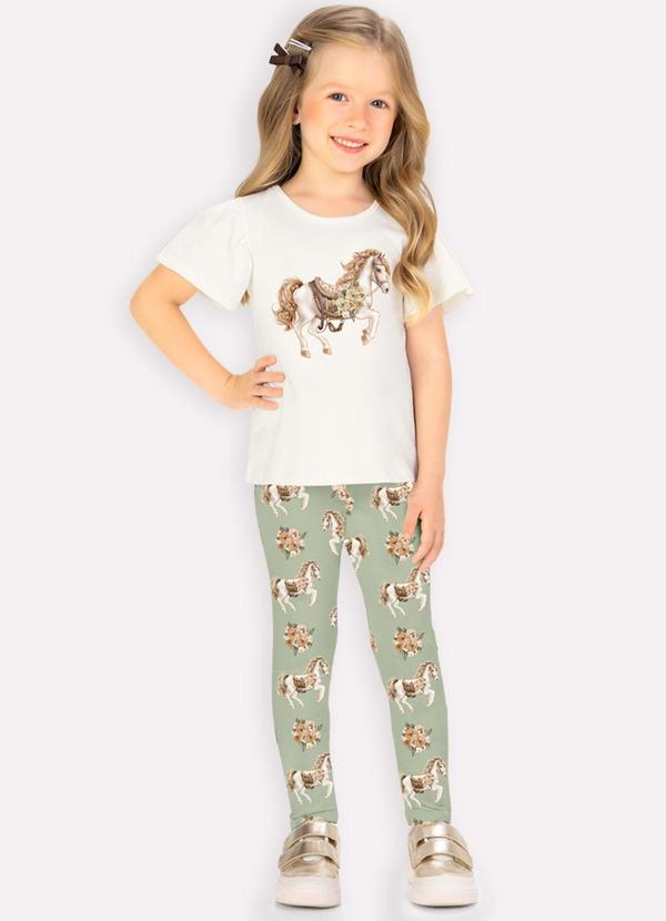 Conjunto Infantil Menina Cavalinho Off White