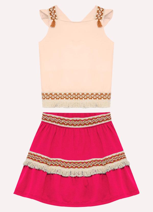 Conjunto Infantil Menina com Aviamentos Bege