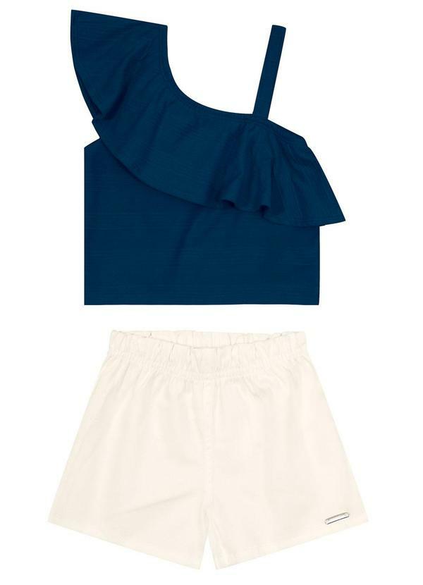 Conjunto Infantil Menina com Babados Azul