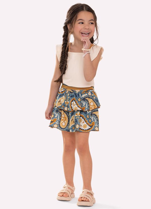 Conjunto Infantil Menina com Babados Bege