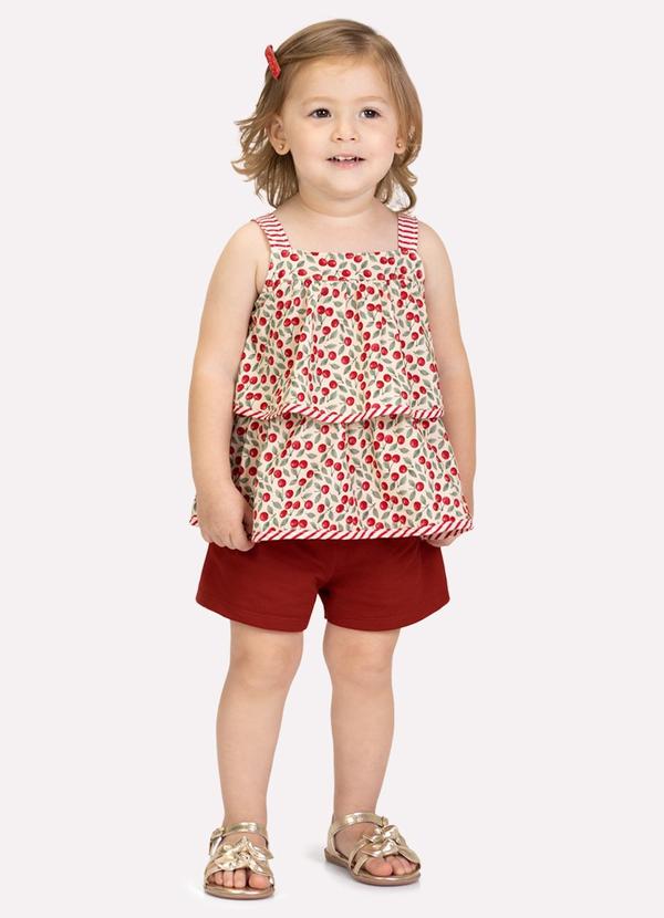 Conjunto Infantil Menina com Babados Bege