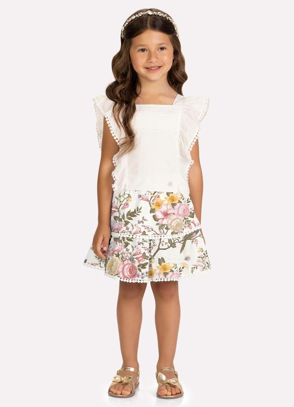 Conjunto Infantil Menina com Babados Branco