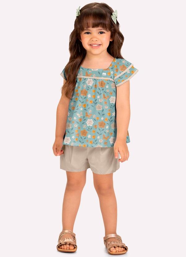 Conjunto Infantil Menina com Babados Verde