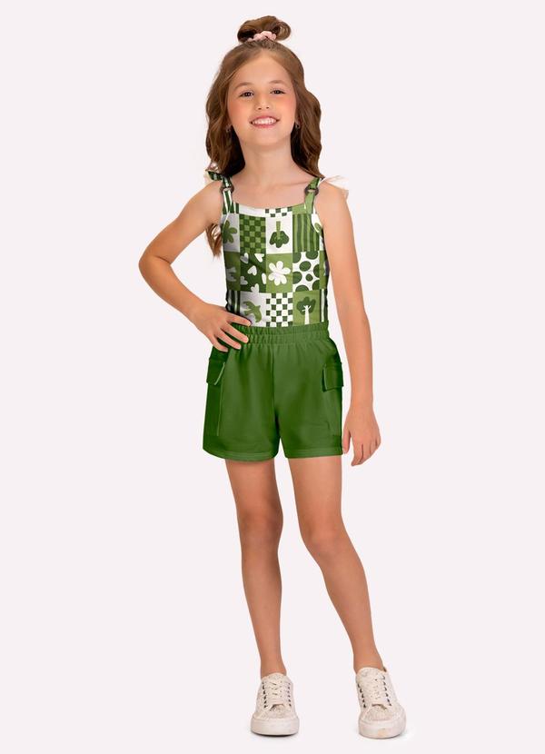 Conjunto Infantil Menina com Bolsos Verde