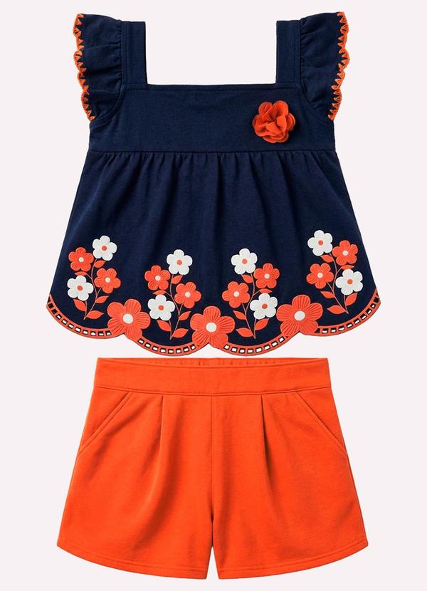 Conjunto Infantil Menina com Corte a Laser Azul