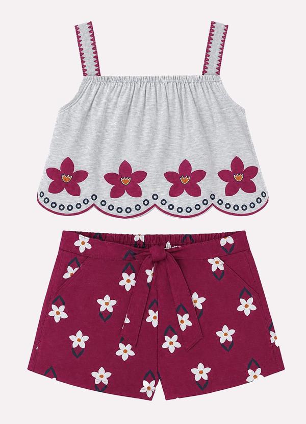 Conjunto Infantil Menina com Corte a Laser Cinza
