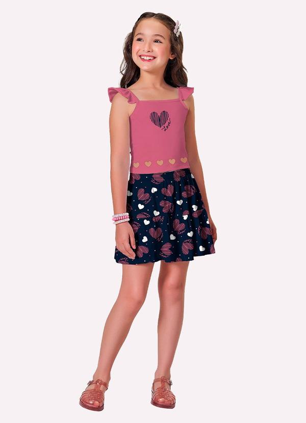 Conjunto Infantil Menina com Corte a Laser Rosa