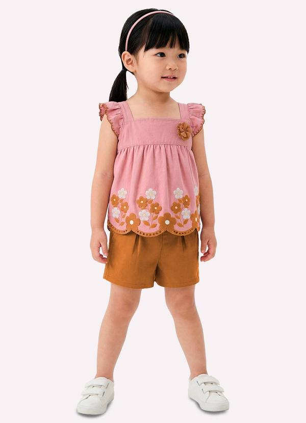 Conjunto Infantil Menina com Corte a Laser Rosa
