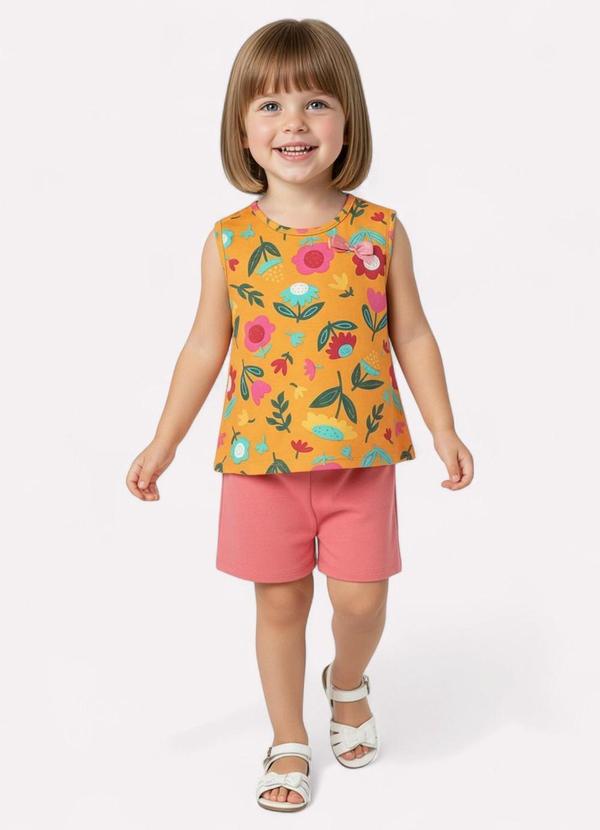 Vista 2 Conjunto Infantil Menina com Laço Laranja