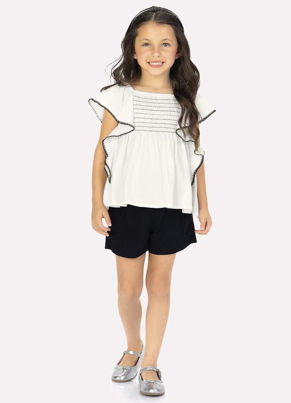 Conjunto Infantil Menina com Lastex Off White