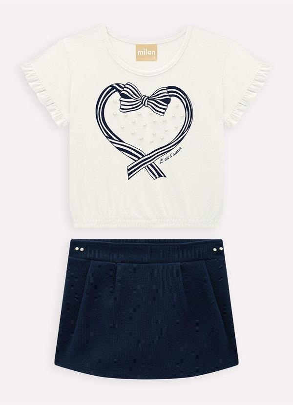 Conjunto Infantil Menina com Pérolas Off White