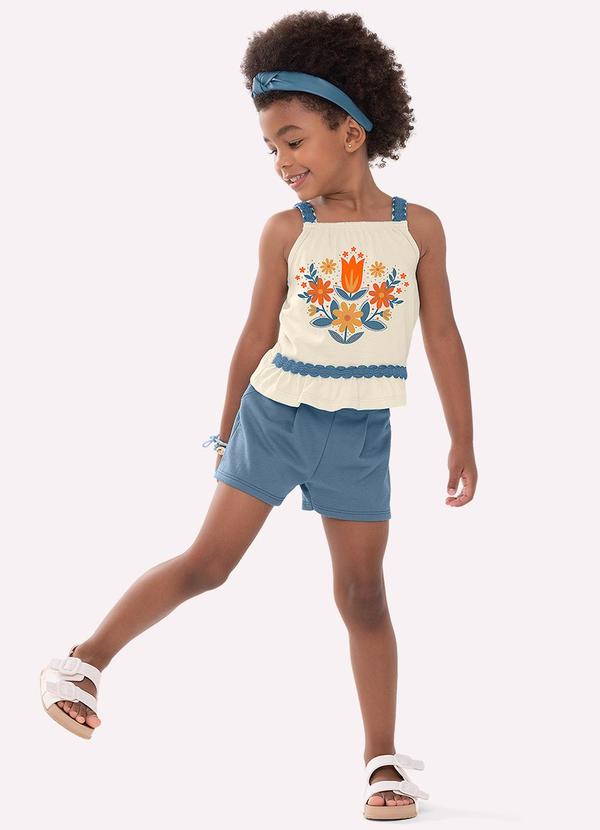 Conjunto Infantil Menina com Strass Bege