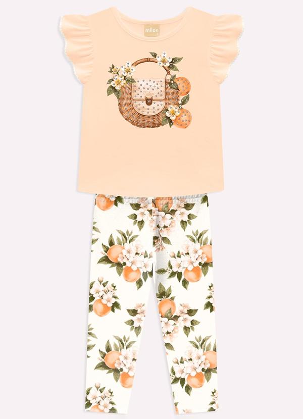 Conjunto Infantil Menina com Strass Laranja