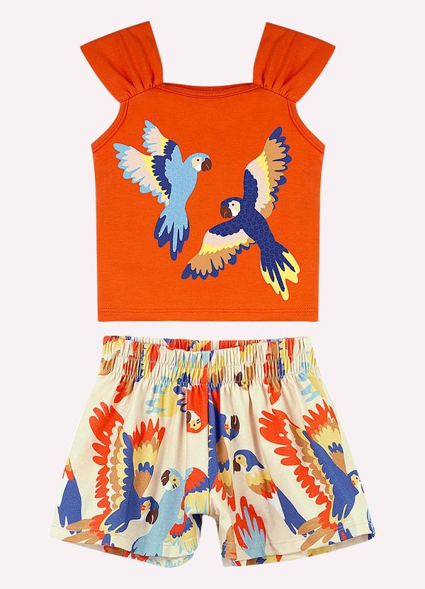 Conjunto Infantil Menina com Strass Laranja