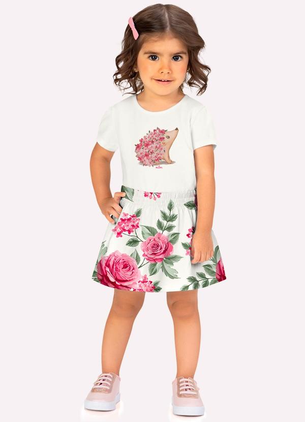Conjunto Infantil Menina com Strass Off White