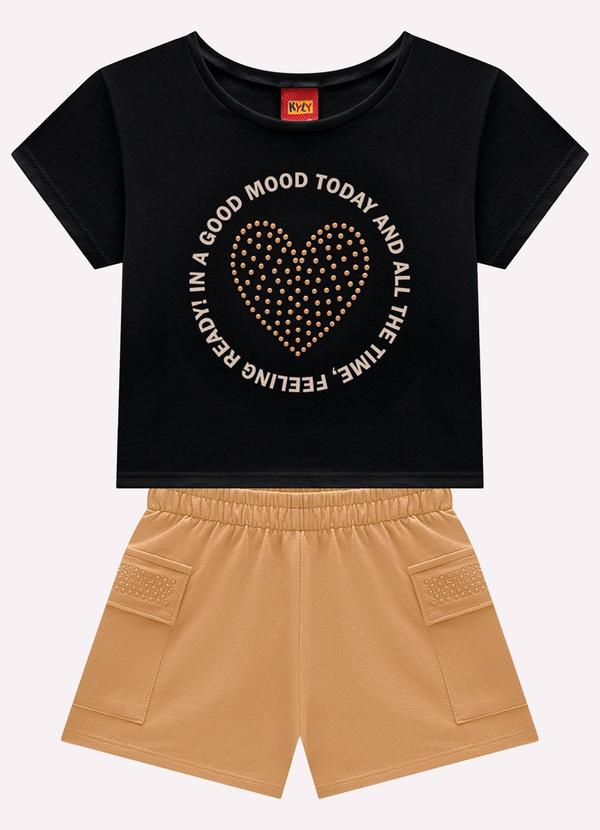 Conjunto Infantil Menina com Strass Preto