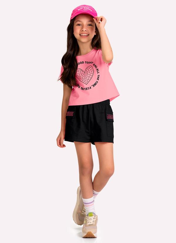 Conjunto Infantil Menina com Strass Rosa