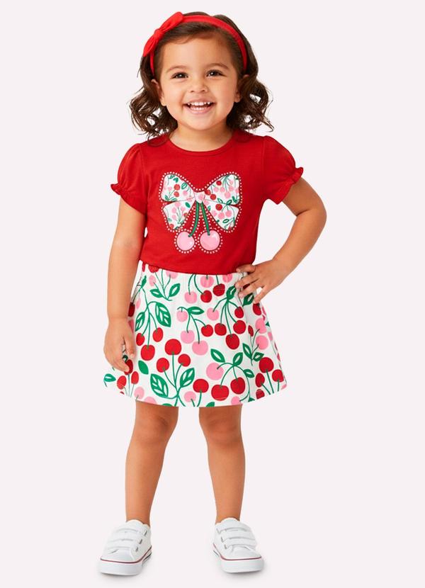 Conjunto Infantil Menina com Strass Vermelho
