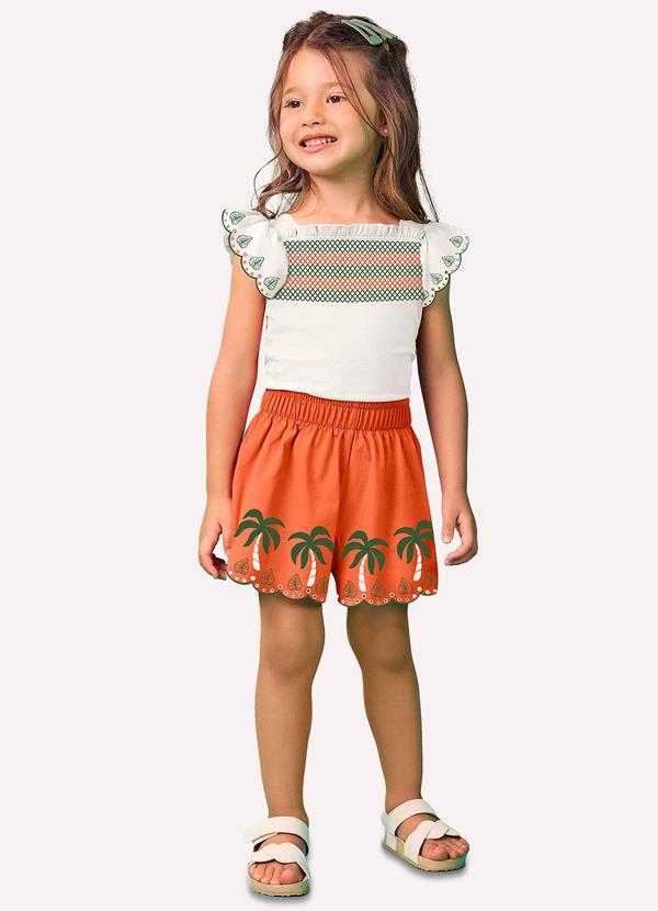 Conjunto Infantil Menina Coqueiros Off White