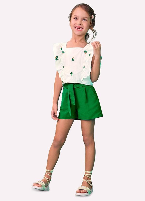 Conjunto Infantil Menina Coqueiros Off White