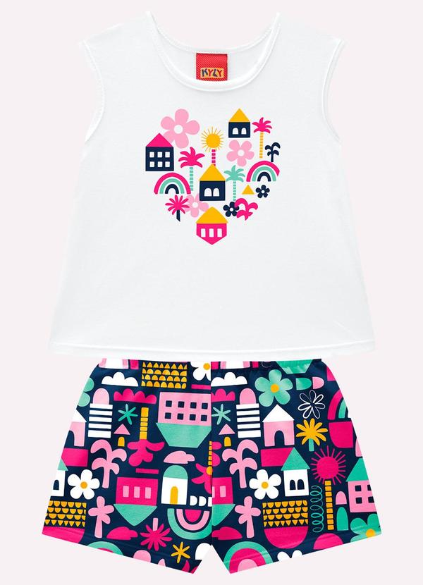 Conjunto Infantil Menina Coração Branco