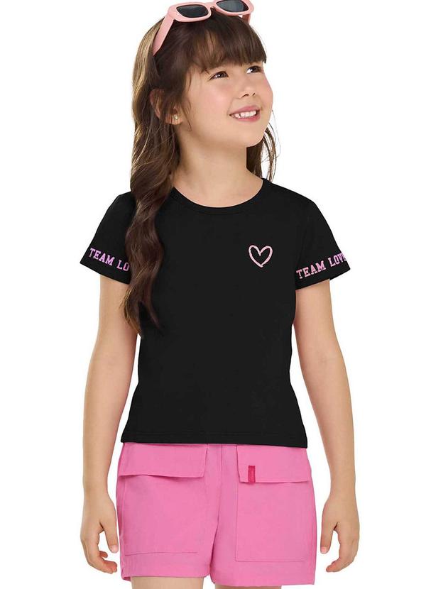 Conjunto Infantil Menina Coração Brilho Preto