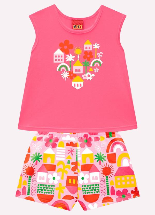 Conjunto Infantil Menina Coração Rosa