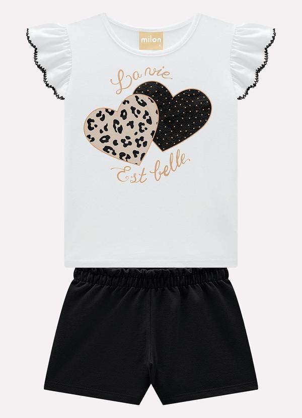 Conjunto Infantil Menina Corações Branco
